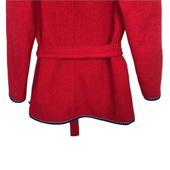 Claudie Pierlot Red Gamin Contrast Trim Tweed Coat Jacket Size 4 - Picture 9 of 15
